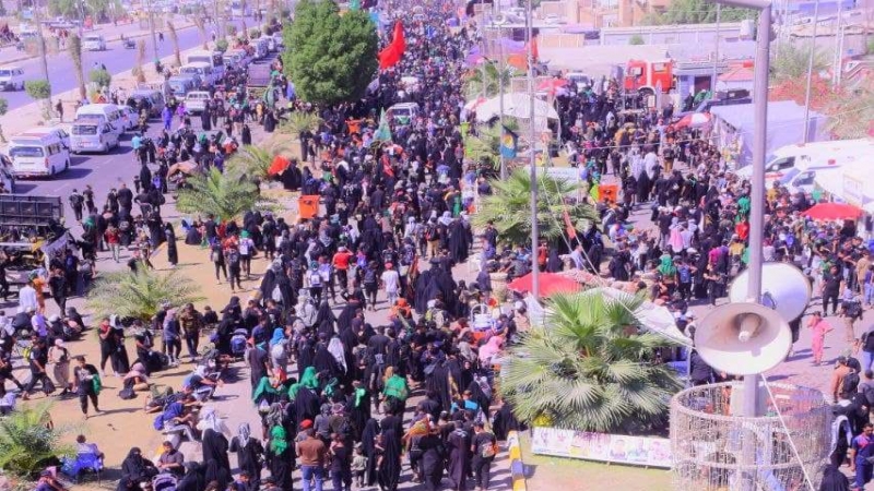 بالصور.. تدفق مليوني لزائري الاربعين على تخوم كربلاء