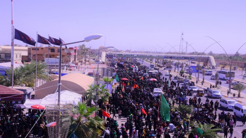 بالصور.. تدفق مليوني لزائري الاربعين على تخوم كربلاء