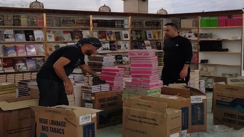 بالصور..استمرار العمل من قبل كوادر العتبة لإفتتاح معرض كربلاء السنوي الدولي للكتاب