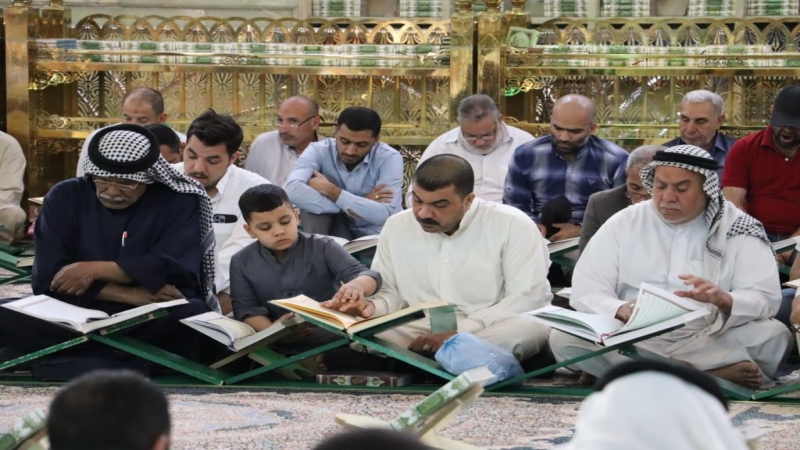 الختمة القرآنية جزء من الاعمال الرمضانية الحرم الحسيني المقدس